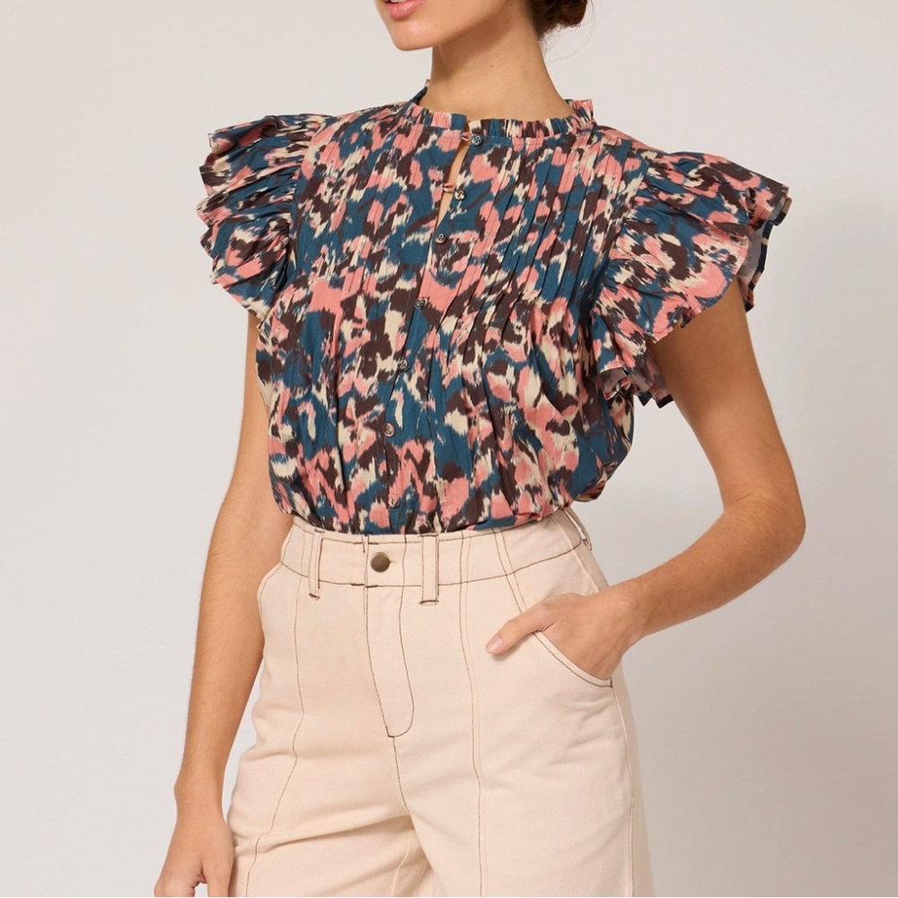 Cleobella Multicolor Ruffle Sleeve Blouse
